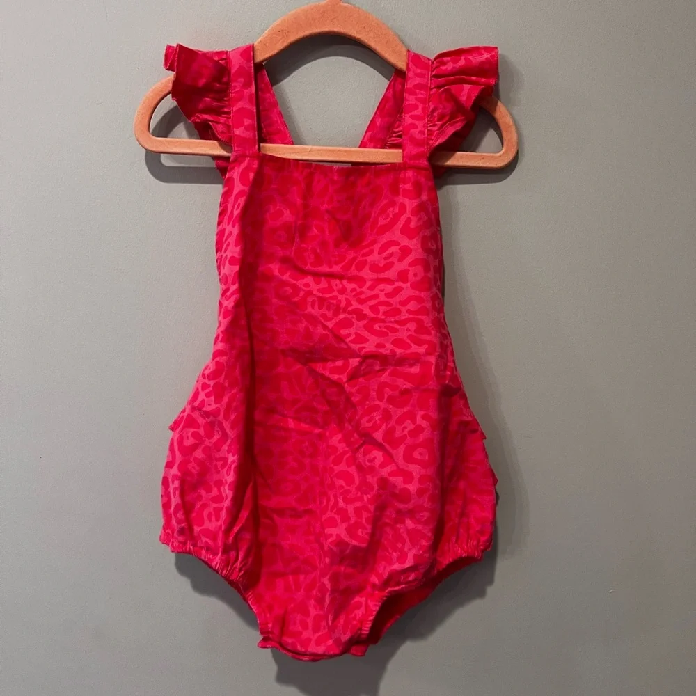 Giselle Poplin Ruffled Strap Bubble Romper, 18-24 months